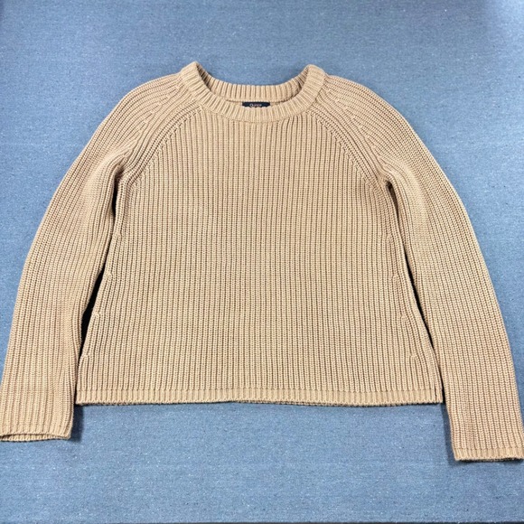 Quince Sweaters - Quince Sweater Womens Small Tan Raglan Sleeve Shaker Stitch Knit Crewneck